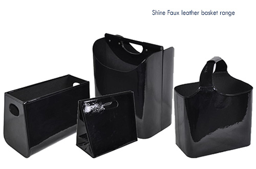 Shine faux leather storage basket set