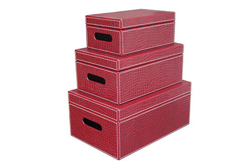 Set of 3 burgundy storage box