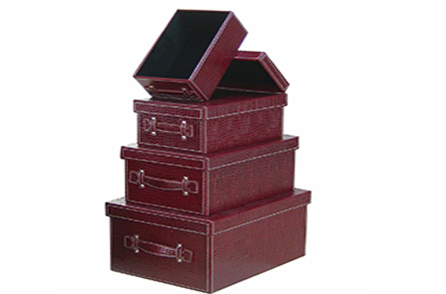 Set of 4 burgundy storage box