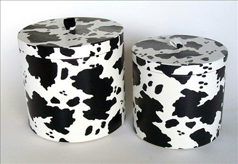 set of 2 round mock cow stroage box