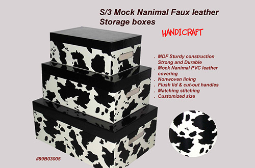 Set of 3 Mock cow storage box