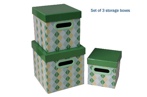 Set of 3 cardboard storage box